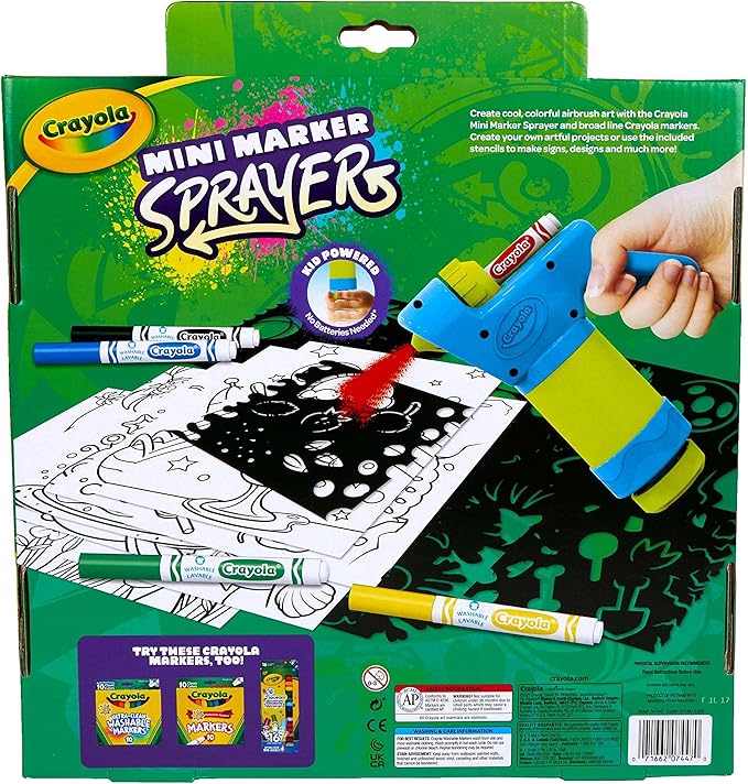 Crayola Mini Marker Sprayer, Marker Airbrush Kit, Gift for Kids, 7, 8, 9, 10