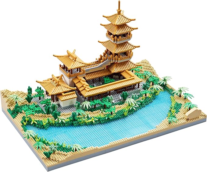 Chinese Architecture Mini Bricks Building Blocks Crescent Moon Spring Collection Model for Display Micro Block for Adults Decorative Creative Toy Present for Children Age of 14+ 3350 PCS