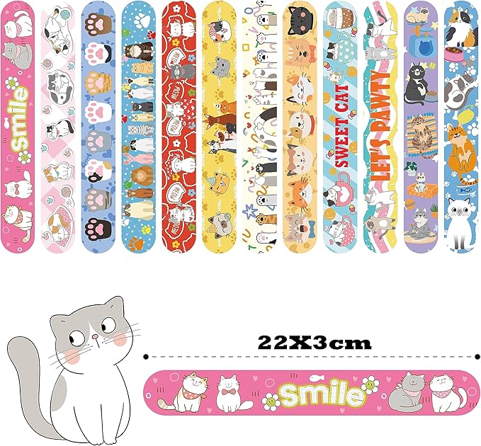 48 Pcs Slap Bracelets for Kids Holiday Party Favor Toys Slap Bracelets Bulk Cat and Dog Theme Snap Bracelet Birthday Party Supplies Classroom Prizes Wrist Bands Toddler Party Favors Christmas Easter Halloween Holiday Gifts