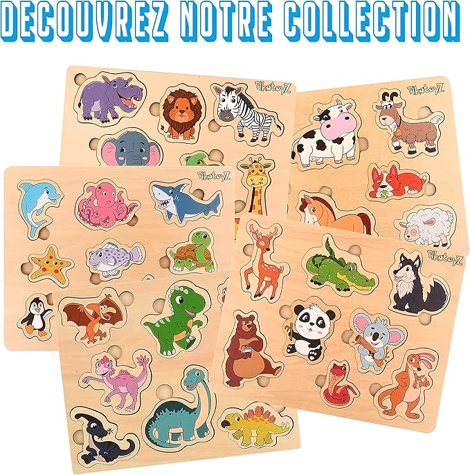 Wood Puzzles for Toddlers 1-3. Wooden Toys for 1 2 3 Year Old of sea Animal Puzzles for Kids. Ideal Montessori Puzzle Gift. Baby Puzzles for Travel. Improved Peg Puzzles for 1 2 3 Year Old.