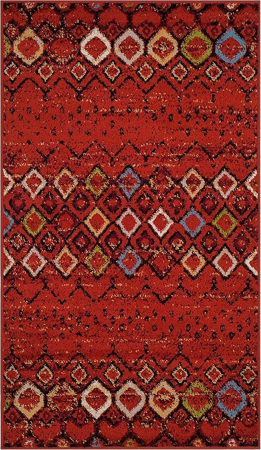 SAFAVIEH Amsterdam Collection Accent Rug - 3' x 5', Terracotta & Multi, Moroccan Boho Design, Non-Shedding & Easy Care, Ideal for High Traffic Areas in Entryway, Living Room, Bedroom (AMS108D)