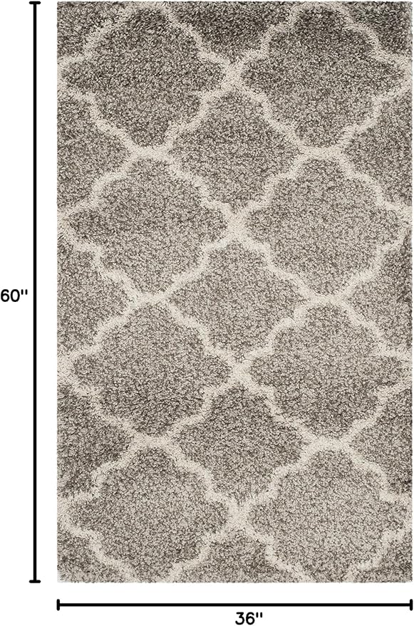 SAFAVIEH Hudson Shag Collection Accent Rug - 3' x 5', Grey & Ivory, Trellis Design, Non-Shedding & Easy Care, 2-inch Thick Ideal for High Traffic Areas in Entryway, Living Room, Bedroom (SGH282B)