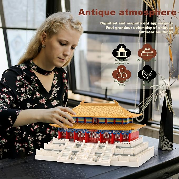 Chinese Architecture Micro Building Blocks Set Hall of Supreme Harmony Collection Model for Display 2166PCS Creative Toy Building Sets for Adults and Kids Age 14+