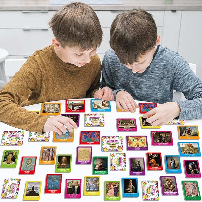 gisgfim 50 Pairs Memory Matching Game Famous Paintings Concentration Memory Matching Games for Adults Learning Educational Matching Game A Fun & Fast Artworks Theme Memory Matching Games