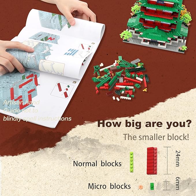 Chinese Ancient Architecture Micro Building Blocks Set - Tengwang Pavilion Model Kit, 2536 Pieces Creative Toy for Adults and Kids Ages 14+