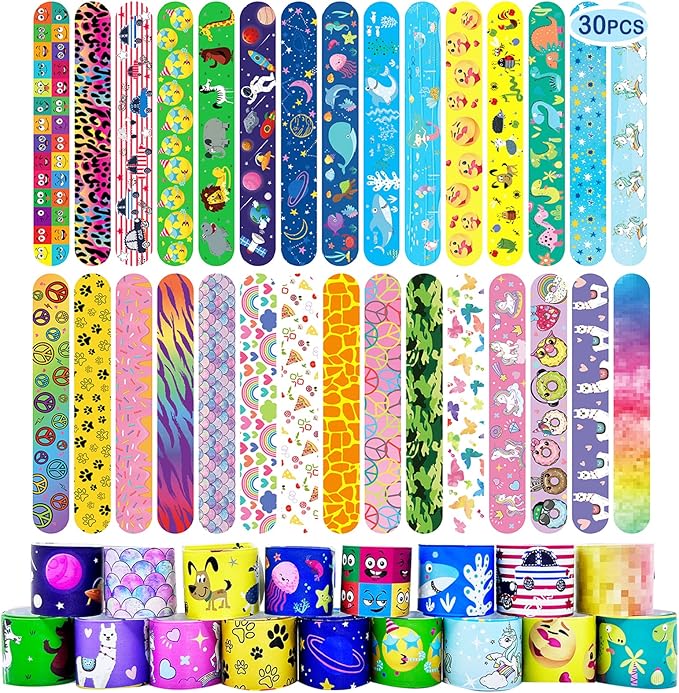 Viicoor Slap Bracelets for Kids 30 PCS Wristbands Snap Bracelet Bulk Gadget Gifts Prizes Students