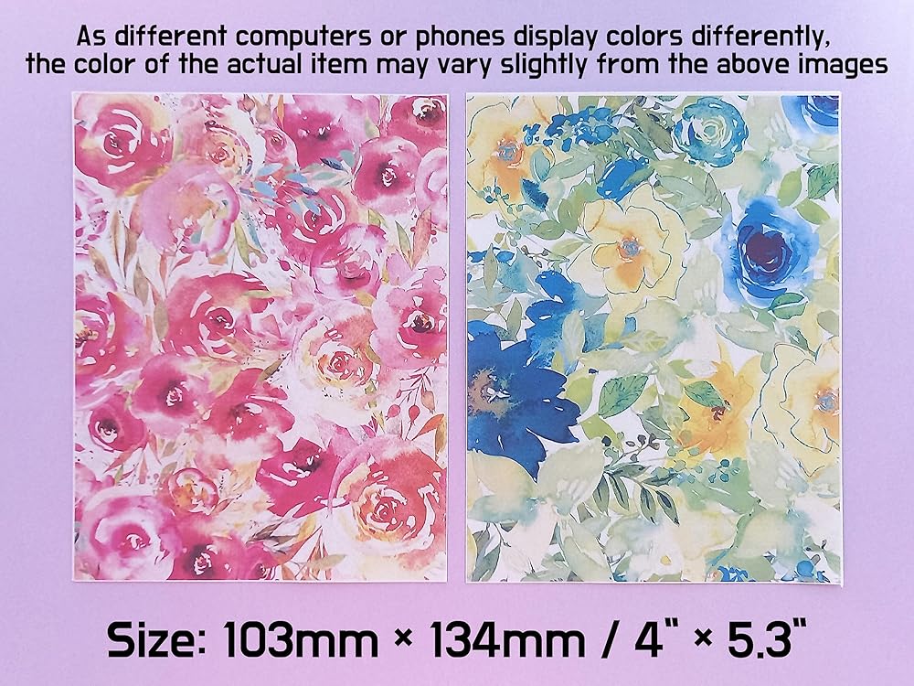 Jinnyous Jewellery Watercolor Flower Polymer Clay Image Transfer Sheet Paper Set of 4 (4 sheets (1 of each))