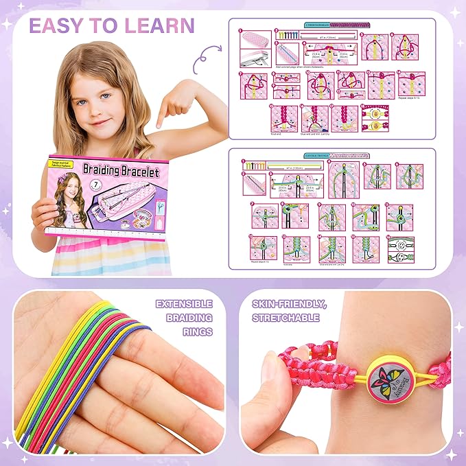 Dpai Friendship Bracelet Making Kit for Girls,DIY Arts and Crafts Toys,Jewelry String Maker Kit,The Best Birthday Gifts Ideas for Girls 6 7 8 9 10 11 12+ Years Old(Double Purple