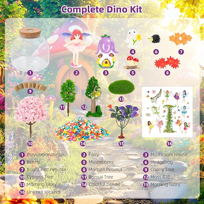 Fairy Light Up Terrarium Kit for Kids - Create a Whimsical Fairy Garden | Fairy Toys for Girls, Science Kits, Arts and Crafts for Kids, Girls Toys Ages 4+, Kids Gifts