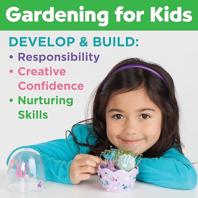 Creativity for Kids Mini Garden: Mermaid Terrarium Kit - Mermaid Gifts for Girls, Crafts for Kids and Mermaid Toys Ages 6-8+, Stocking Stuffers for Kids