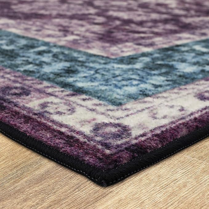 Mohawk Home Floral Worcester Purple Runner Rug, (2' x 8')