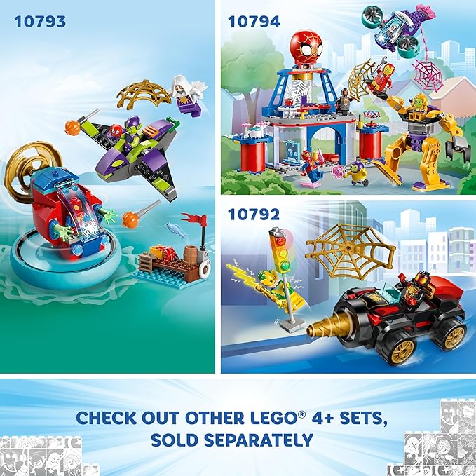 LEGO Marvel Team Spidey Web Spinner Headquarters Building Toy - Pretend Play Spidey and His Amazing Friends Toys Playset for Boys & Girls, Ages 4+ Years - 3 Superhero Minifigures - 10794