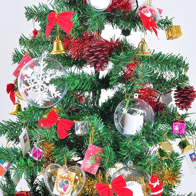 Clear Christmas Ornaments,Pack of 12 Individual 120mm Clear Plastic Ornaments for Crafts by S SEEKINGTAG