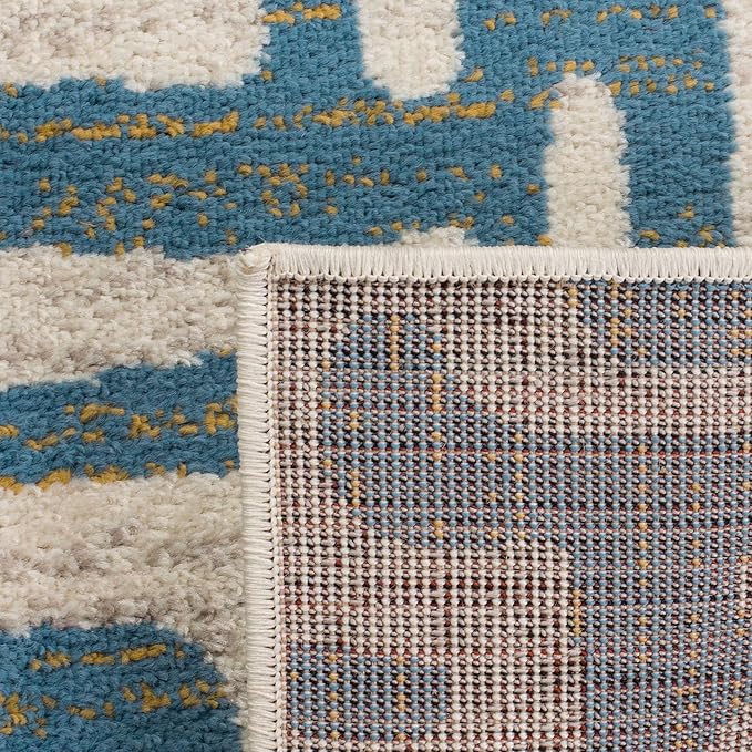 SAFAVIEH Amsterdam Collection Accent Rug - 3' x 5', Ivory & Light Blue, Modern Abstract Design, Non-Shedding & Easy Care, Ideal for High Traffic Areas in Entryway, Living Room, Bedroom (AMS106C)