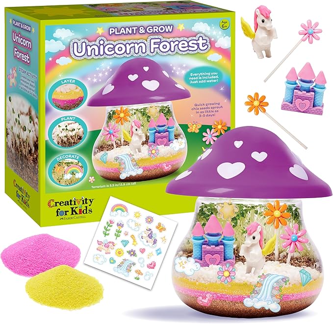 Creativity for Kids Plant and Grow Unicorn Forest: Terrarium Kit for Kids, Unicorn Toys and STEM Kits for Kids, Arts and Crafts for Girls Ages 6-8+