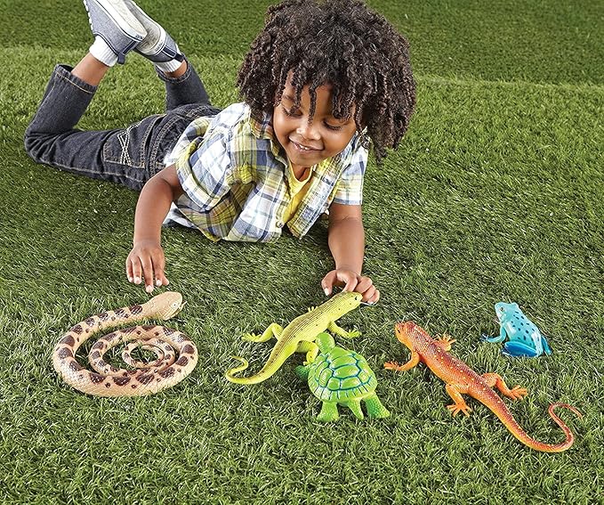 Learning Resources Jumbo Reptiles & Amphibians, Tortoise, Gecko, Snake, Iguana, and Tree Frog, 5 Animals, Ages 3+