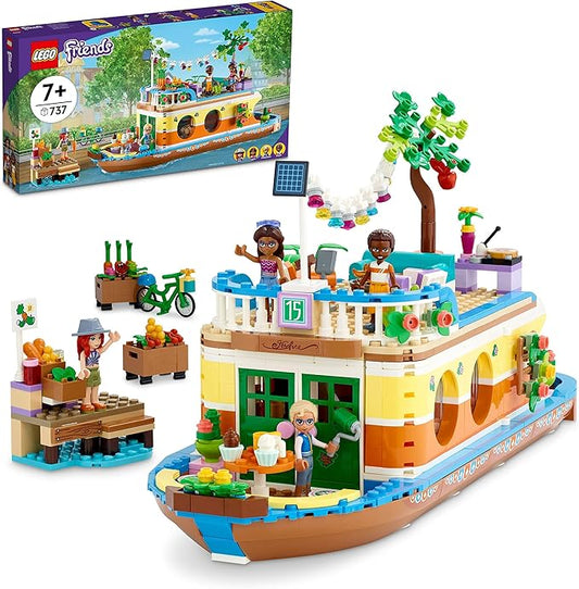 LEGO 41702 Friends The Barge Boat Toy for Children from 7 Years with Garden, 4 Mini Dolls, Animal Figurines, Nature Set