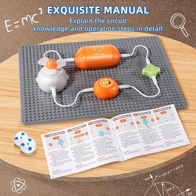 Circuit Kits for Kids Age 3-12,25PCS Circuit Blocks Board,DIY Electronics Exploration Kit with 64 Projects,Science Kits for Boys Girls, Full Color Project Manual,STEM Educational Toys