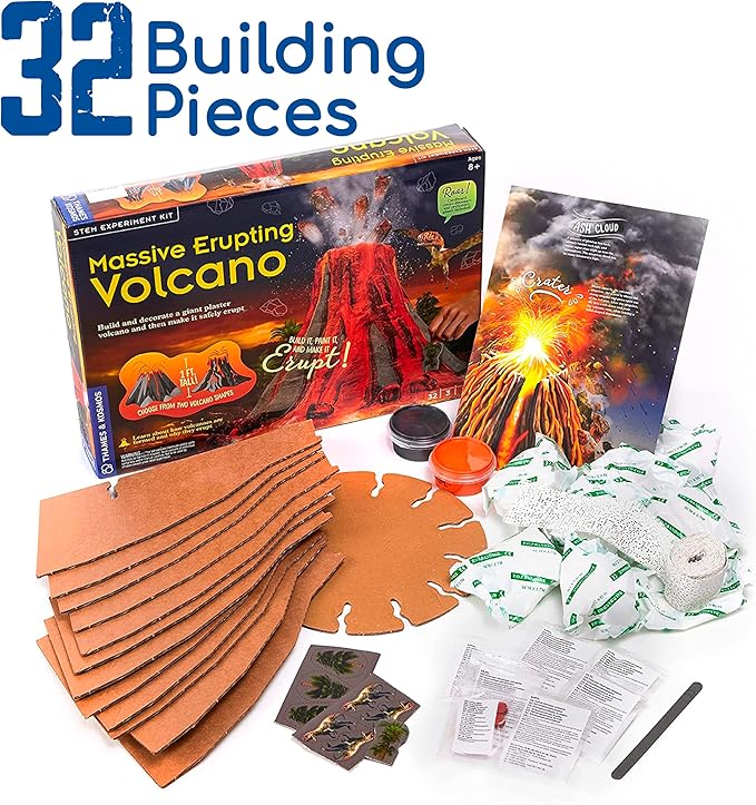 Thames & Kosmos Massive Erupting Volcano STEM Kit | DIY Giant Volcano Model, 1-Foot Tall | Includes Materials for Multiple Eruptions | Explore Volcanoes, Geology, Earth Science | Science Fair Project