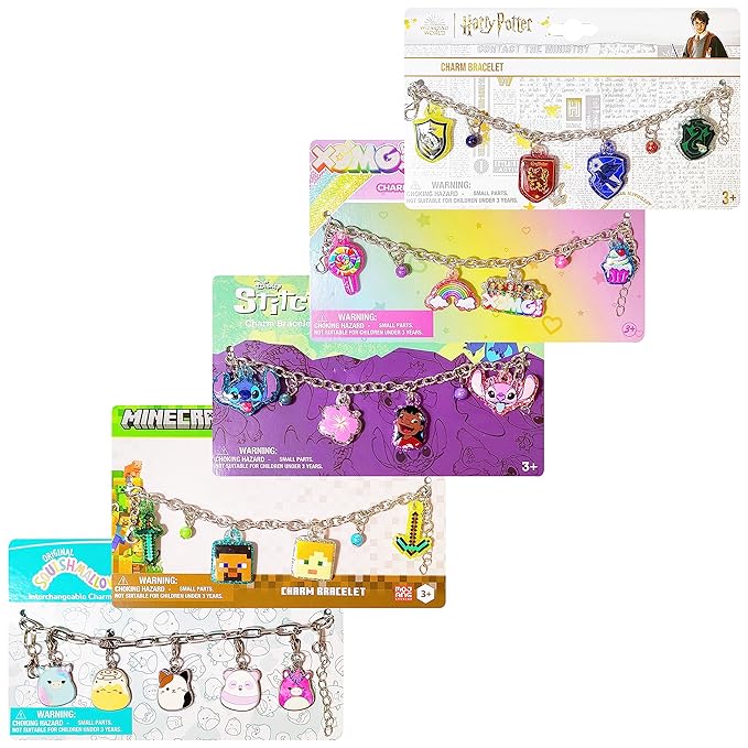 LUV HER Harry Potter 7" Bracelet with 4 Metal Charms, for Boys and Girls, Ages 3+
