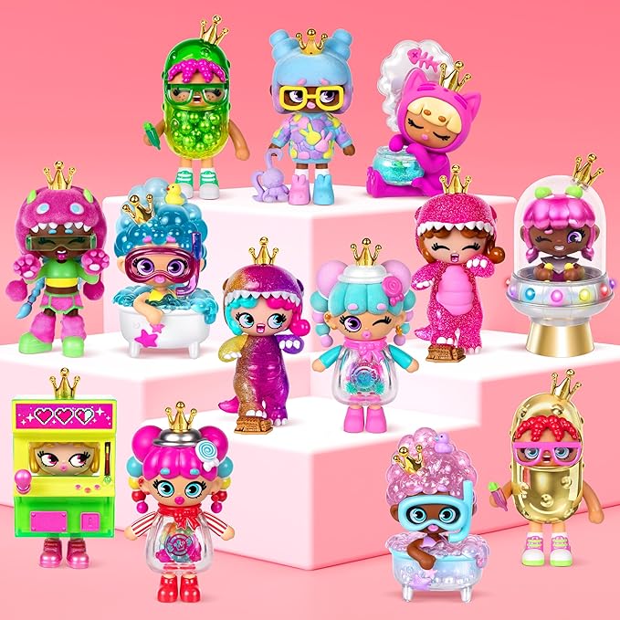 Quirky Kweens Series Premium Figurine and Display Case, 4 Inch/Approx 10cm Tall Collectible Art-Toy, 3 Pack, Every Kween is Unique
