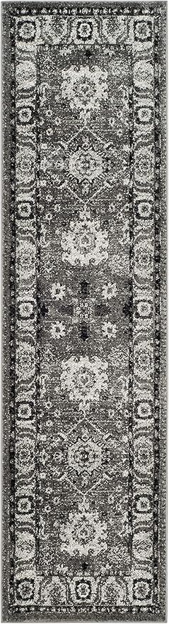 SAFAVIEH Vintage Hamadan Collection Runner Rug - 2'3" x 12', Grey & Black, Oriental Traditional Persian Design, Non-Shedding & Easy Care, Ideal for High Traffic Areas in Living Room, Bedroom (VTH214K)