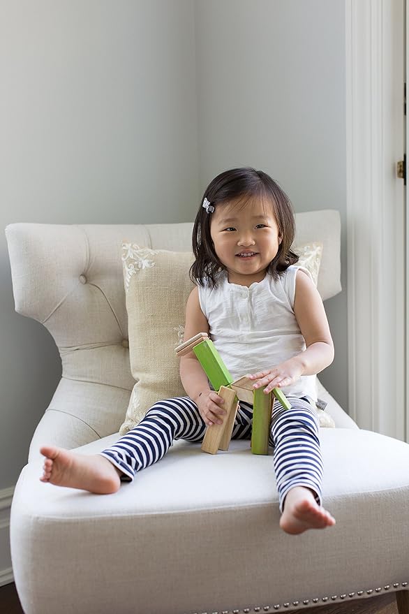 6 Piece Tegu Pocket Pouch Prism Magnetic Wooden Block Set, Jungle