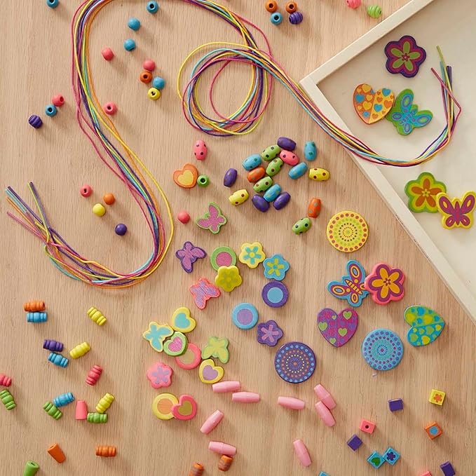 Melissa & Doug Created by Me Bead Bouquet Deluxe Wooden Bead Set With 220+ Beads for Jewelry-Making Kits for Kids 4+ - FSC-Certified