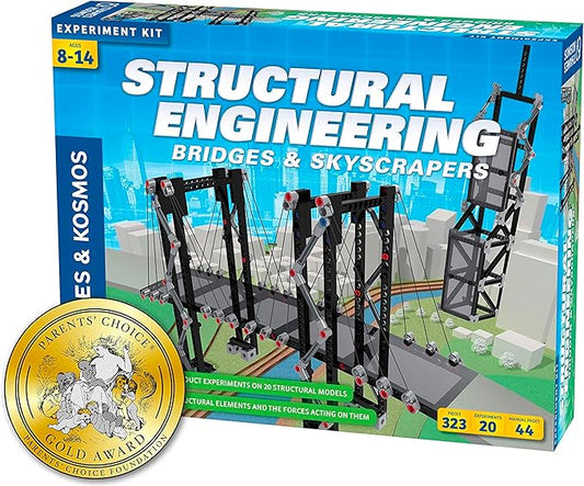 Thames & Kosmos Structural Engineering: Bridges & Skyscrapers | Science & Engineering Kit | Build 20 Models | Learn about Force, Load, Compression, Tension | Parents' Choice Gold Award Winner, Blue