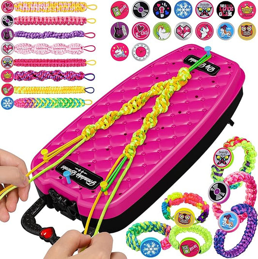 Dpai Friendship Bracelet Making Kit for Girls,DIY Arts and Crafts Toys,Jewelry String Maker Kit,The Best Birthday Gifts Ideas for Girls 6 7 8 9 10 11 12+ Years Old(Rose and Black