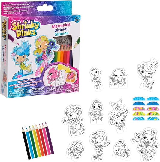 Shrinky Dinks Minis Mermaids, Includes 10 Preprinted Shrinky Dinks, Kids Art and Craft Activity Set, Kids Toys for Ages 5 Up by Just Play