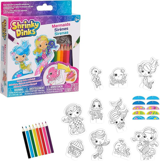 Shrinky Dinks Minis Mermaids, Includes 10 Preprinted Shrinky Dinks, Kids Art and Craft Activity Set, Kids Toys for Ages 5 Up by Just Play