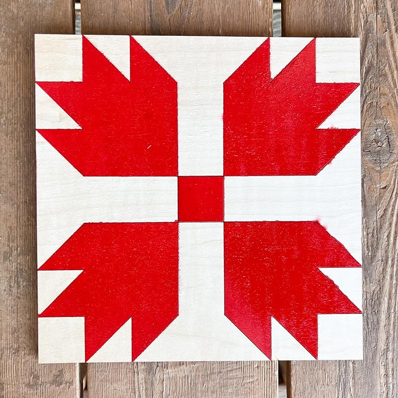 Unfinished Barn Quilt Square Wooden Sign, Country Decor Canvas Quilts Blocks (6 inches, Bear Paw)