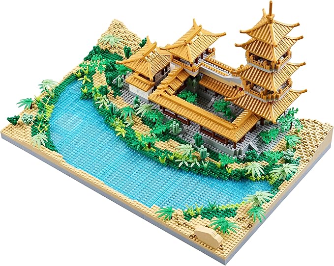 Chinese Architecture Mini Bricks Building Blocks Crescent Moon Spring Collection Model for Display Micro Block for Adults Decorative Creative Toy Present for Children Age of 14+ 3350 PCS