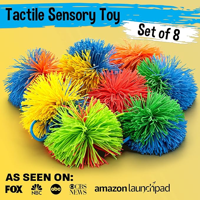 Stringy Balls & Sensory Toys for Kids 8 Pack - Valentines Day Gifts for Kids & Easter Basket Stuffers - 4 5 6 7 8 9 10 + Year Old Gift Ideas - Easter Gifts for Boys & Girls - Kooosh Balls Fidget Toys