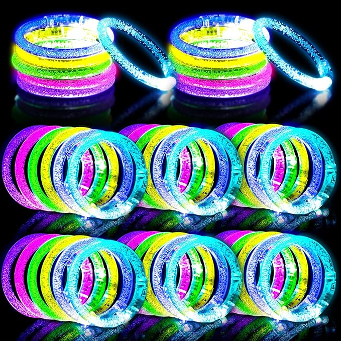 MCPINKY 48PCS Colorful Glow Sticks Bulk, Glow in the Dark Bracelets Light up Bracelets for Bachelorette Graduation Celebrations Discos Parties