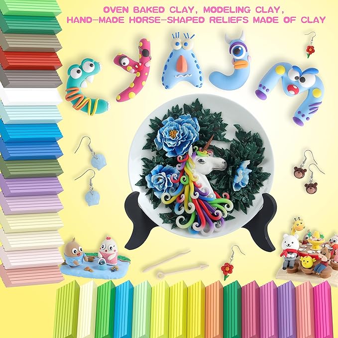 Polymer Clay 72 Colors,Large Sculpting Clay Modeling Clay Model Baking Clay,Sculpting Tools and Accessories Teaching is a Holiday Clay for Kids, Adults,Beginners…