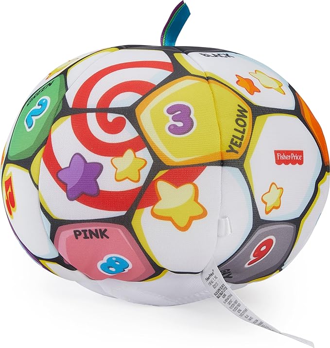Fisher-Price Baby to Toddler Toy Laugh & Learn Singin’ Soccer Ball Musical Plush with Educational Phrases for Infants Ages 6+ Months (Amazon Exclusive)