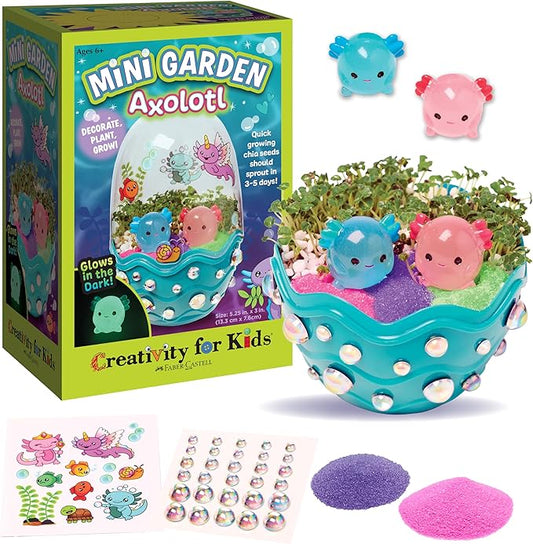 Creativity for Kids Mini Garden: Axolotl Terrarium - STEM Science Kit for Kids, Axolotl Arts and Crafts for Kids, Kids Gifts Stocking Stuffers and DIY Girls Toys Age 6-8+