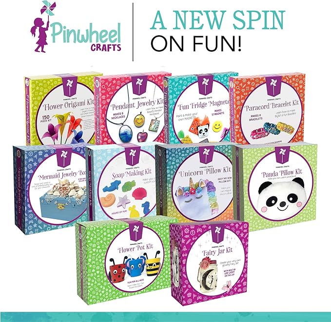 Pinwheel Crafts Magnetic Mini Tile Art Kit - DIY Kids Arts and Crafts Painting Kit - Decorate Cute Refrigerator or School Locker Magnets, Mini Art Items - Paint for Party Favors or Birthday Gifts