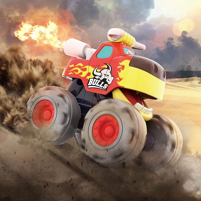 MOONTOY Toy Cars for 1 2 3 Year Old Boys, 3 Pack Friction Powered Cars Pull Back Toy Cars Set - Bull Truck, Leopard Truck, Crocodile Trucks, Push and Go Toy Cars for Toddler Boys Baby Gift.