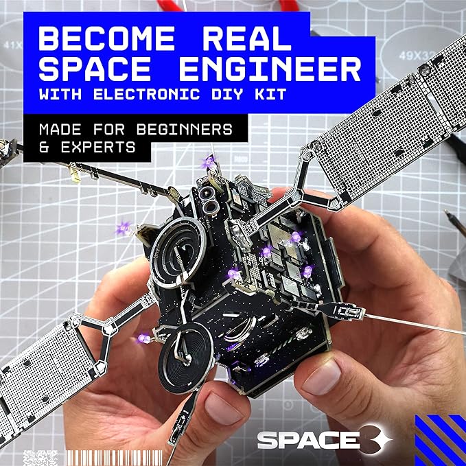 Space O DIY Engineering Kit - Solar Orbiter Model Building Kit - Solar-Powered Science Toy Kits - Educational STEM Kit, Electrical Engineering Kit - DIY Toy Gift for Adults, Teens, Kids 14+