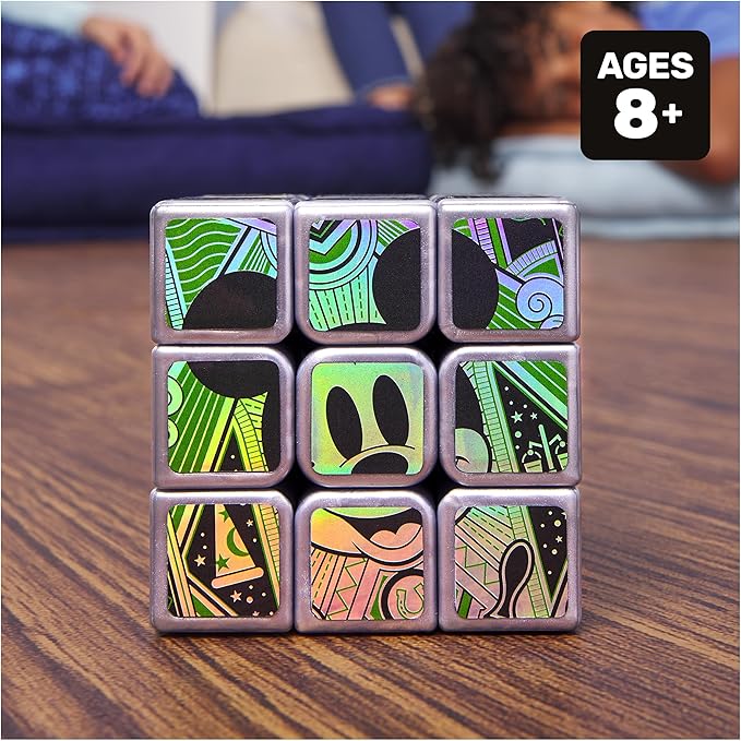 Rubik’s Cube, Disney 100th Anniversary Metallic Platinum 3x3 Cube, Fidget Toys Adults, Mickey Mouse Toys, Disney Toys for Adults & Kids Ages 8+