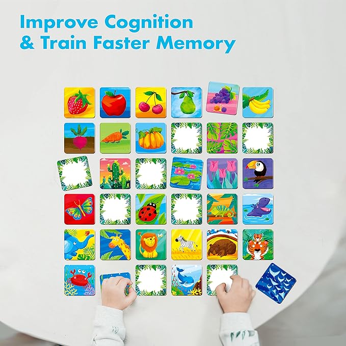 Memory Matching Game, 72 PCS Nature Theme Matching Cards for Toddlers 36 Pairs Memory Cards for Preschool 4 5 6 Years Old