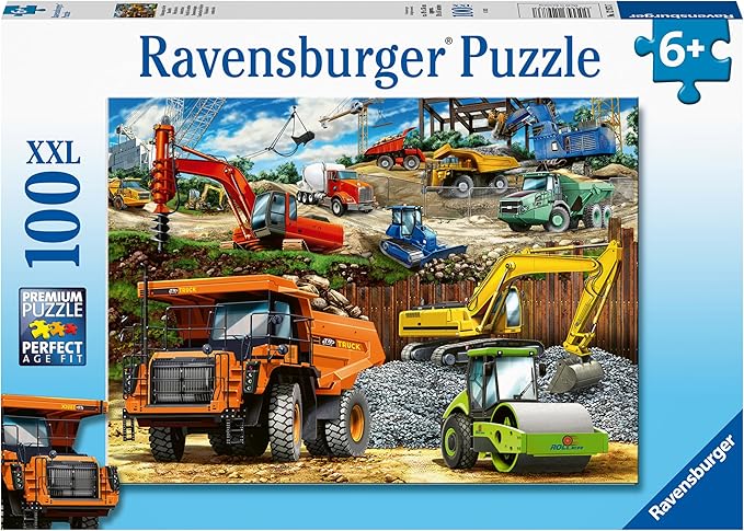 Ravensburger Construction Vehicles 100-Piece Jigsaw Puzzle - Engaging & Educational Toy for Kids | Durable & Long-Lasting | Stimulates Creativity & Problem Solving | FSC Certified