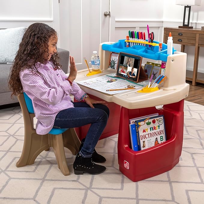Step2 Deluxe Art Master Kids Desk, Toddler Activity Table and Chair, Craft Table with Storage, Ages 3+ Years Old