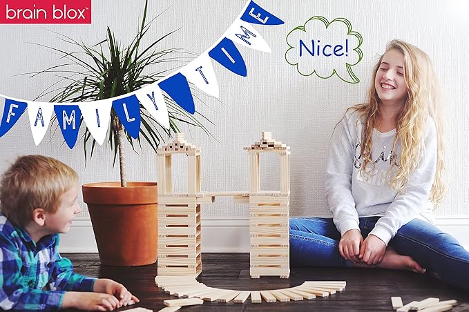 Natural Wooden Blocks for Kids Ages 4-8 - Montessori Blocks for Hands-on Learning - STEM and Architecture for Kids (200 Building Blocks)