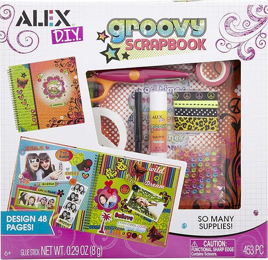Alex Craft Groovy Scrapbook Kids Art and Craft Activity, Design 48 Pages, Allows Children to be Creative and Use their Imagination, Super Fun & Easy, For Ages 6 and up