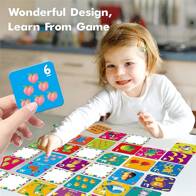Hebayy 72 PCS Memory Matching Game, Alphabet & Numbers Matching Cards for Toddlers 36 Pairs Memory Cards for Preschool 4 5 6 Years Old