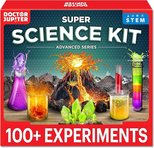 Doctor Jupiter Super Science Kit for Kids Ages 8-9-10-11-12-13-14 | Birthday Gift Ideas for Boys & Girls 8+ Years Old | STEM Toy with 100+ Experiments & Geyser Tube | Learning & Educational Kits